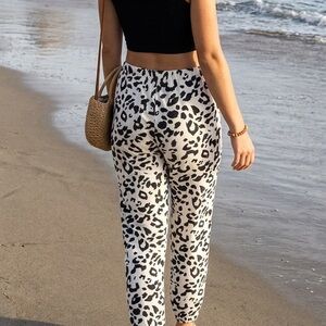 Brunette The Label Snow Leopard Full Length Cotton Joggers